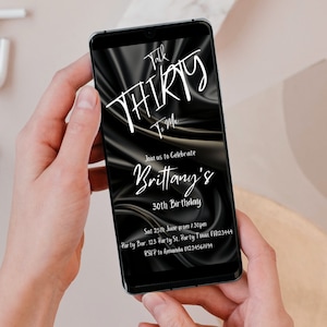 Talk Thirty to Me Birthday Invitation: Editable Black & White Design (Digital)
