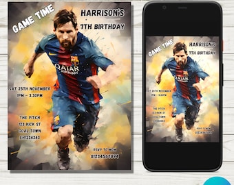 Invitación de cumpleaños de Leo Messi: Fiesta de fútbol (digital)