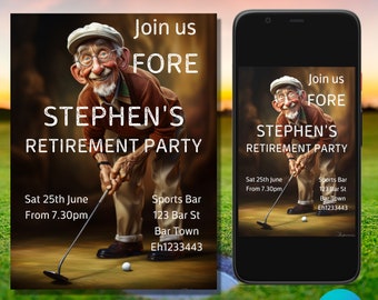 Golf Retirement Invitation/ Retirement invitation/ Retirement party invite/ Editable Invitation/ Golf invitation/ Digital invitation/ Golf