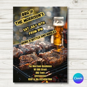 Editable BBQ invitation, Summer party invite, 4th of July invite, Barbeque party, BBQ party, BBQ birthday invitation, Backyard bbq