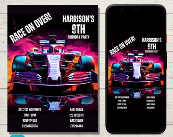 F1 Birthday Invitation: Race Car Party, Editable Template (Digital Download)