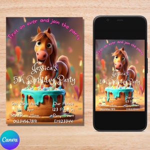 Horse Birthday Invitation/ Horse Invitation/ Editable Invitation/ Horse invite/ Pony Invitation/ Pony Party/ Pony birthday/ Saddle up