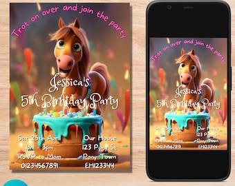 Editable Horse Birthday Invitation: Pony Party Invite (Digital Download)