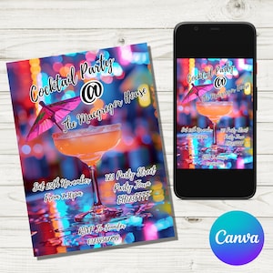 Editable Cocktail Party Invitation: Mobile Invite (Digital Download)
