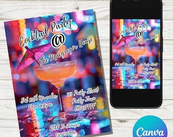 Editable Cocktail Party Invitation: Mobile Invite (Digital Download)