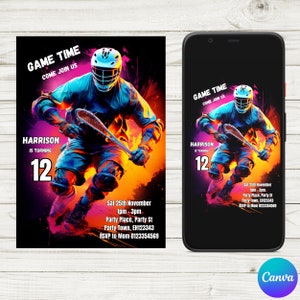 Editable Lacrosse Birthday Invitation: Sports Evite (Digital)