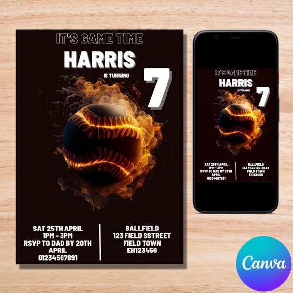 Baseball birthday invitation editable/ sports invitation/ baseball party/ baseball birthday/ Softball invitation/ editable invitation