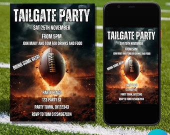 Invitación editable para fiesta de fútbol (plantilla Canva de 5x7)