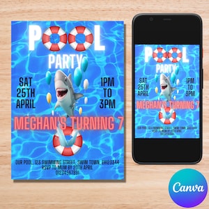 Pool Party invite editable/ Pool Party Invitation/ swimming party/ editable invitation/ digital download/ pool party invites/ birthday