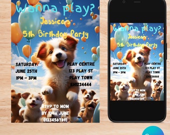 Puppy Birthday Invitation: Editable Dog Pawty Invite (Digital Download)