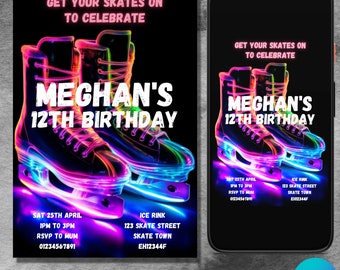 Ice Skating Birthday Invitation: Editable Skating Party Invite (Digital Download)