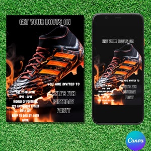 Geburtstagseinladung Fußball/ Geburtstagseinladung Fußball/ Sportgeburtstagseinladung/ Fußballparty/ Fußballpartyeinladung/ Bearbeitbar
