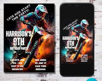 Motocross Birthday Invitation/ Dirt Bike Birthday Invitation/ Motocross Invitation/ Dirt Bike Invitation/ Editable Invitation/ Digital