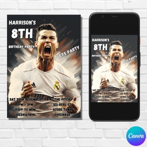 Cristiano Ronaldo Birthday invitation, Ronaldo invitation, Football invitation, Soccer birthday invitation, CR7 birthday invitation, evite