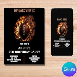 Football birthday invitation/ NFL invitations / NFL Birthday invitation/ nfl birthday party invitation/ editable invite/ digital download