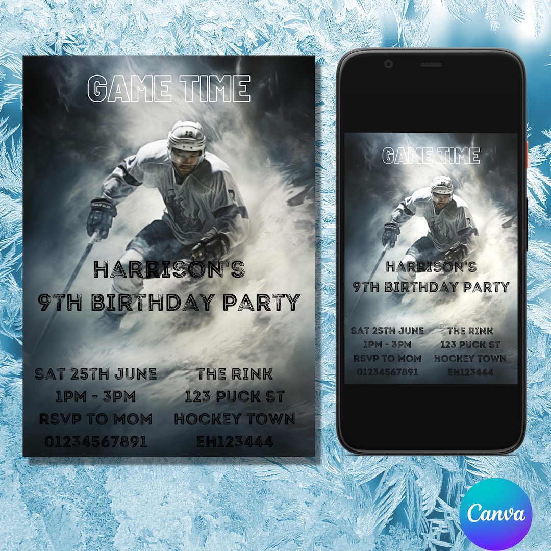 Hockey Birthday Invitation/ Ice Hockey Birthday Invitation/ Hockey