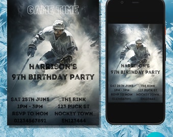 Editable Hockey Birthday Invitation: Sports Party Invite (Digital Download)