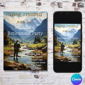 Fishing Retirement Party Invitation: Editable Template (Digital Download)