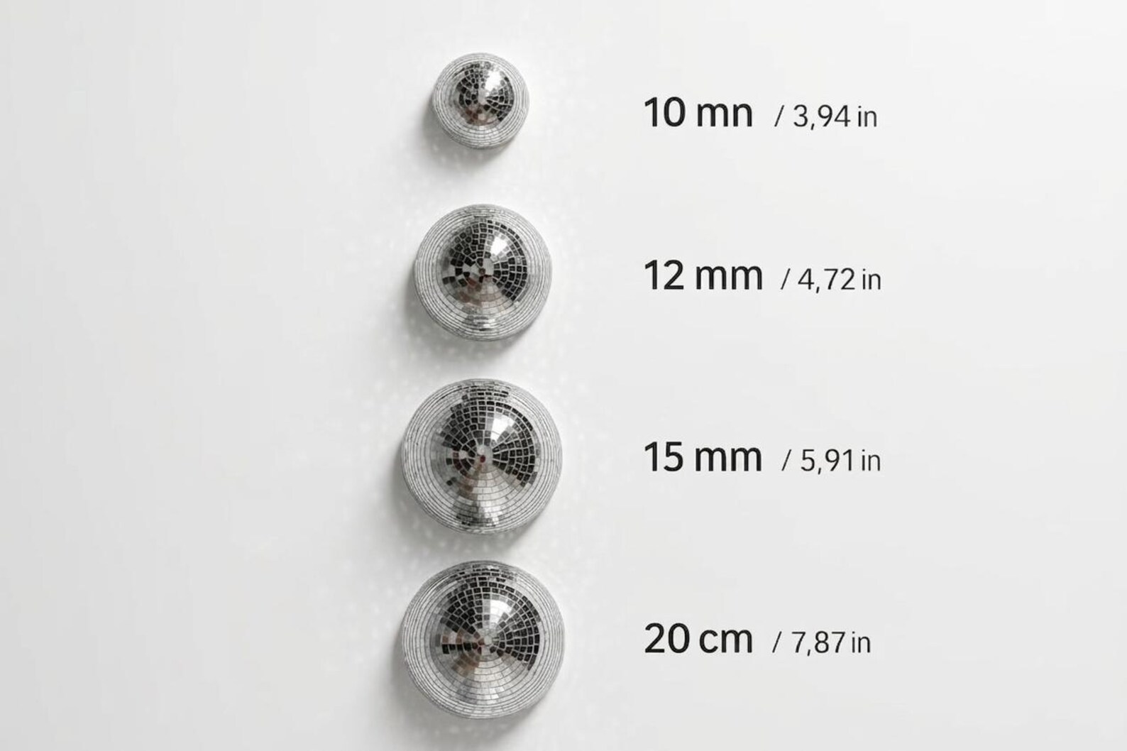 Mirrored Disco Ball Wall Art | Metallic Glam Party Decor - 10+12+15+20+25cm