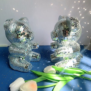 Ours disco décoration d'intérieur moderne en forme d'ours DJ lumière Kawaii décoration de chambre boule disco table bar scène rotation disco décoration de mariage