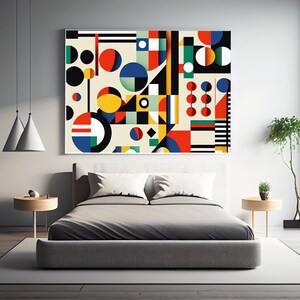 Bauhaus Inspired Printable Art, Abstract Wall Art, Downloadable, Print at Home, Red, Yellow, Blue