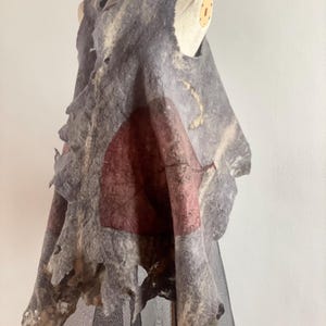 Boho Wool Felted Eco Printed Sleeveless Jacket. Handmade Natural Fiber Vest. Botanical Clothing