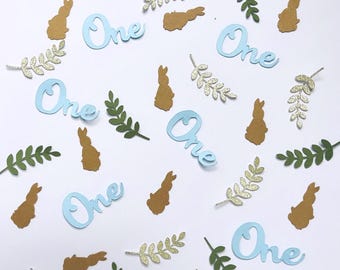 Peter rabbit inspired 1st birthday table confetti