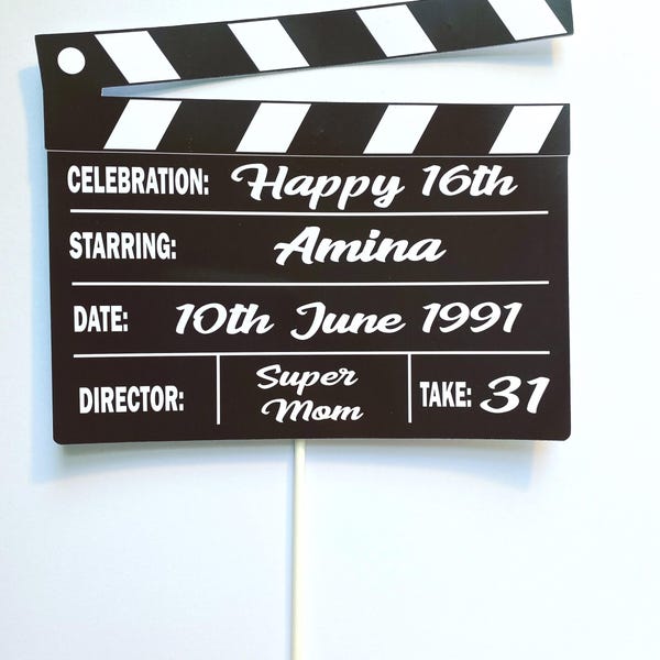 Personalised Movie slate  Birthday cake topper