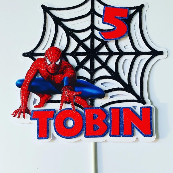 Personalised Spiderman inspired cake topper