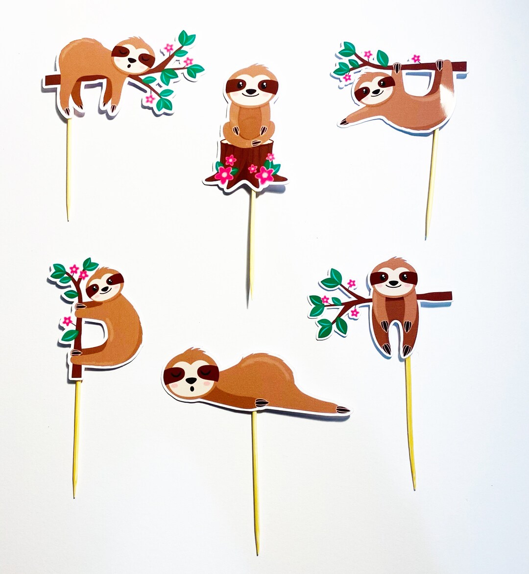 Sloth Cupcake Toppers Etsy