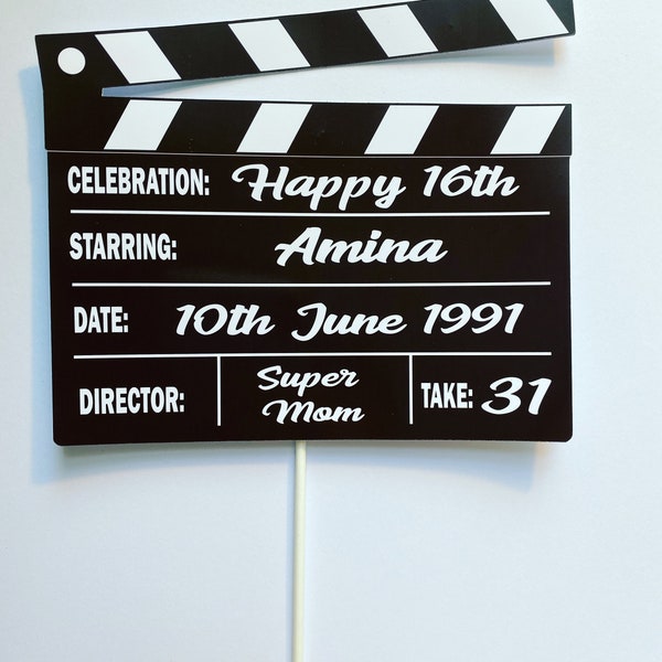 Personalised Movie slate  Birthday cake topper