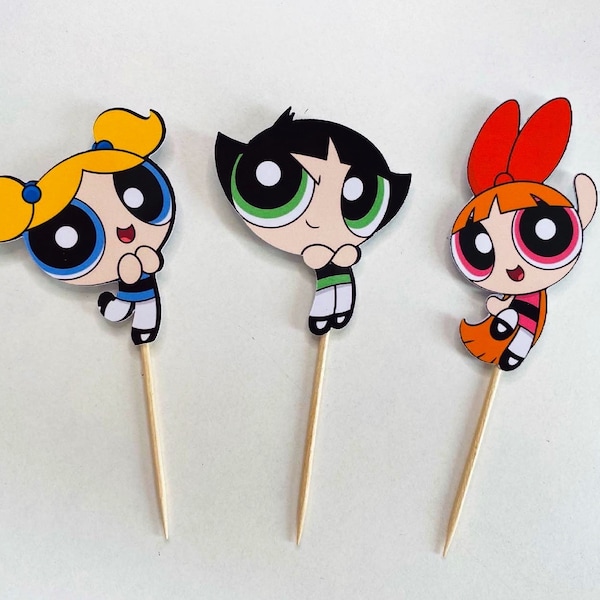 Powerpuff girls inspired cupcake toppers.