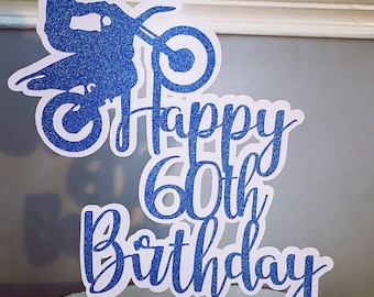 Personalised glitter bike cake topper