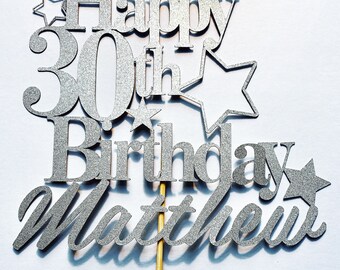 Personalised glitter star cake topper