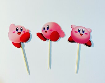 Kirby gaming inspired cupcake toppers