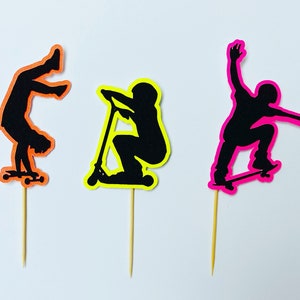 Décorations de cupcakes patineurs fluo