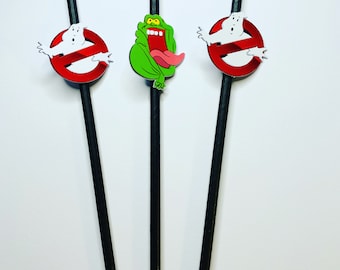 Ghostbusters inspired paper straws