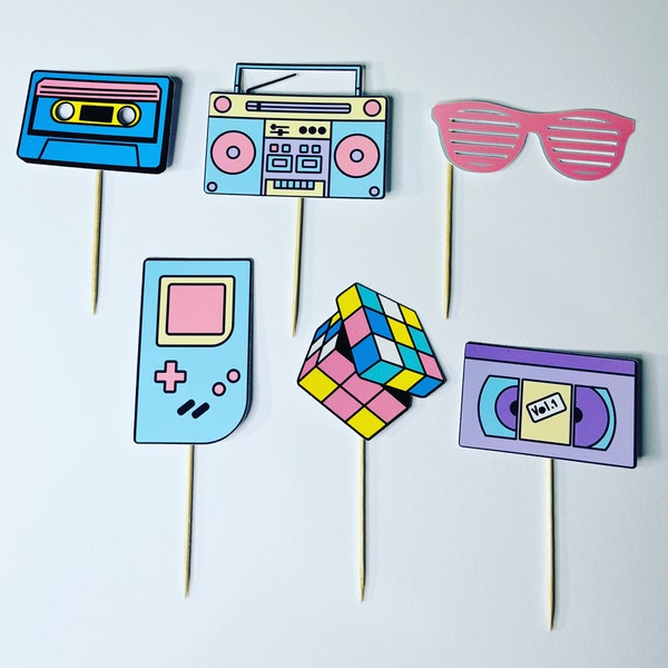 Retro 80’s inspired cupcake toppers