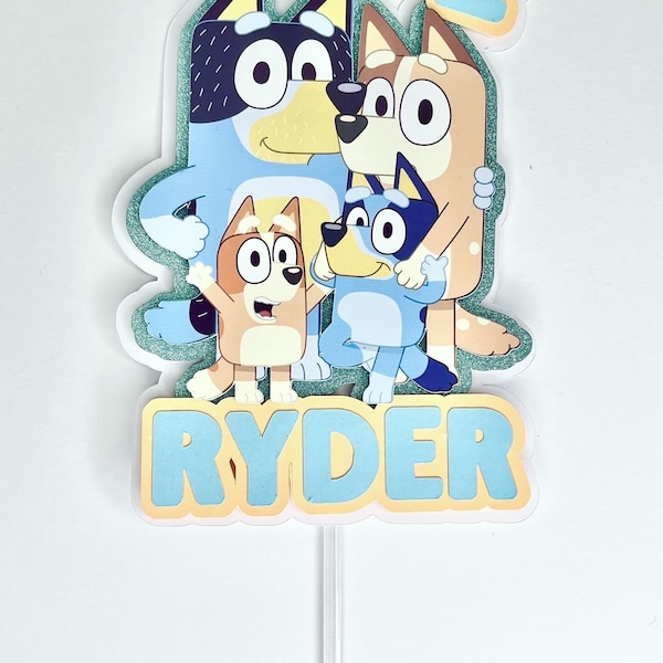 Personalised Bluey inspired cake topper