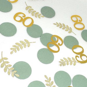 Confettis vert sauge et or fougère