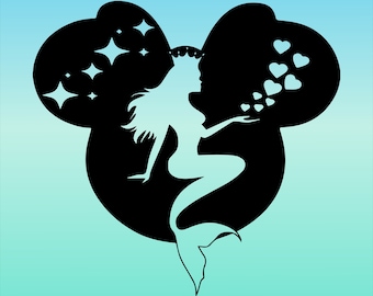 La Sirenetta svg, Principessa Ariel SVG, principessa ariel png, Mouse Head svg png, cricut design, clipart, Orecchie da topo, Disneyy Princess SVG