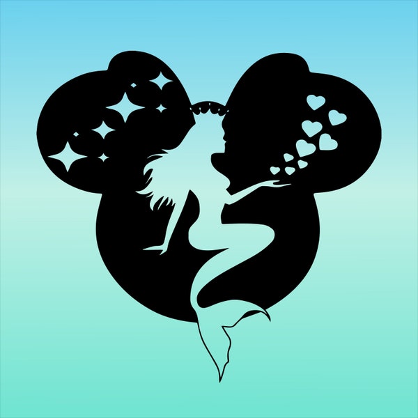 The Little Mermaid svg, Princess Ariel SVG, princess ariel png, Mouse Head svg png, cricut design, clipart, Mouse Ears, Disneyy Princess SVG