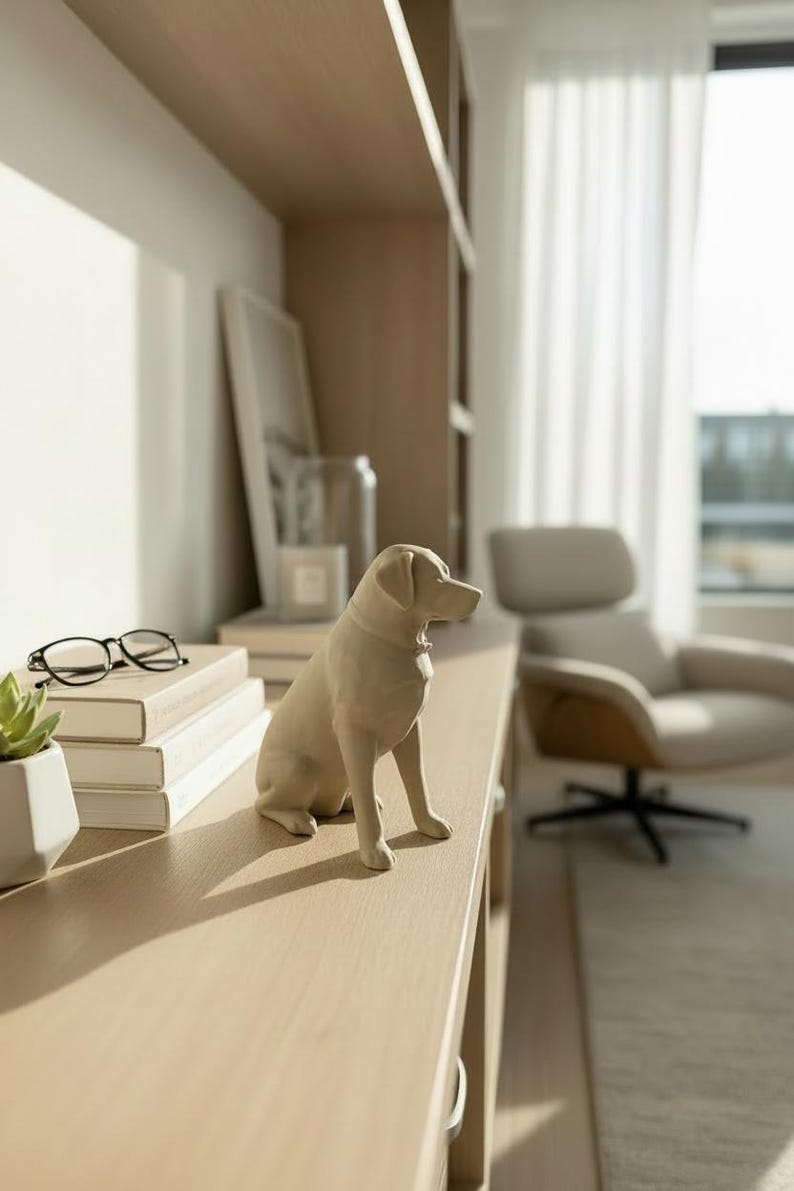 Escultura de Labrador: Regalo para amantes de los perros, recuerdo conmemorativo de mascotas, adorno para tarta Vanilla White