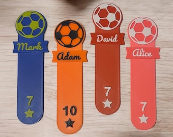 Personalised Printed Football Bookmark, Custom Name Kids Gift, Football Fan Reading