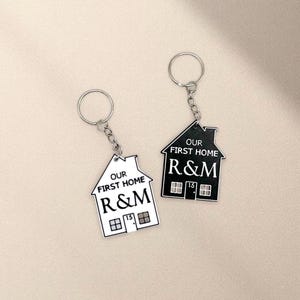 Llaveros personalizados para la primera vivienda (par) – Regalo de inauguración, regalo para parejas