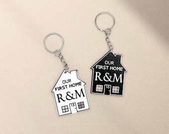 Personalised First Home Keyring Pair – Housewarming Gift, Gift for Couples