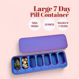 Large 7 Day Pill Case – Weekly Pill Container Organiser | Spacious | Vitamin Medication Holder with Magnetic Closure | Portable Storage