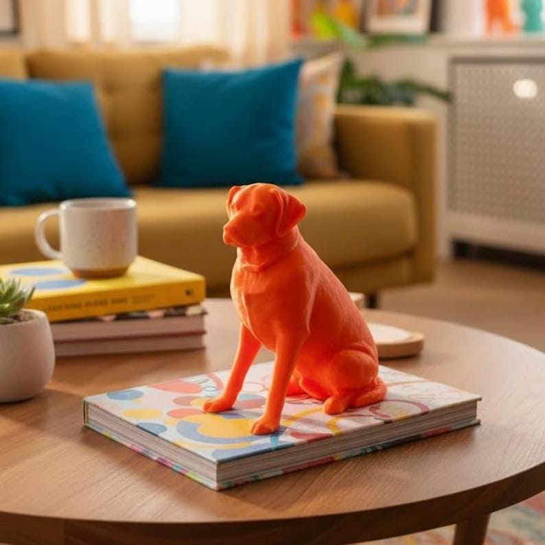 Escultura de Labrador: Regalo para amantes de los perros, recuerdo conmemorativo de mascotas, adorno para tarta Naranja