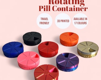 Rotating 7 Day Pill Container, Compact Weekly Pill Organiser (3 Sizes)
