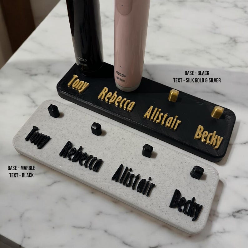 Personalised Double Toothbrush Holder – Custom Oral-B Electric Stand | Couples Bathroom Organizer | Name Gift Set image 9